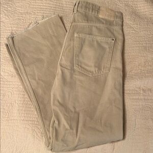 Zara Cream Jeans with Frayed Hem
